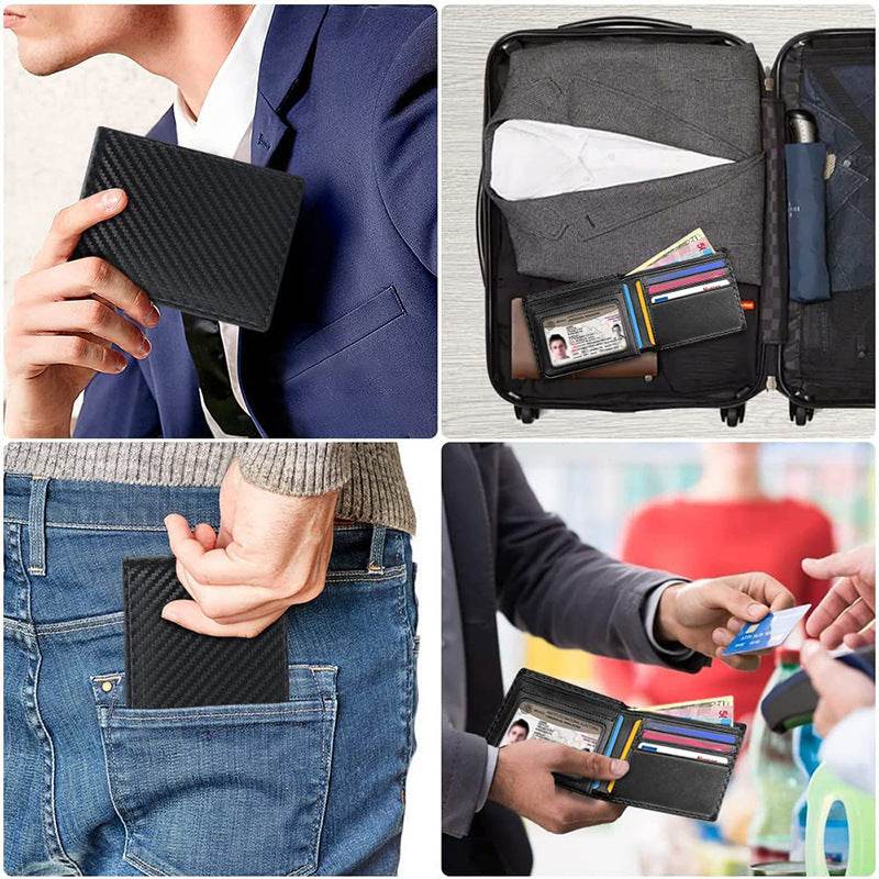 Men's Anti-magnetic Thin Wallet Special Carbon Fiber Dollar Multi Card Slot Wallet - Mubimart
