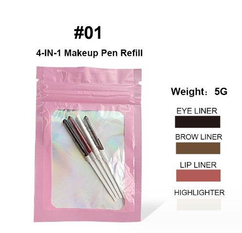 Four-in-one Cosmetic Brush Four-color Lip Liner Highlight Eyeliner Eyebrow Pencil - Mubimart