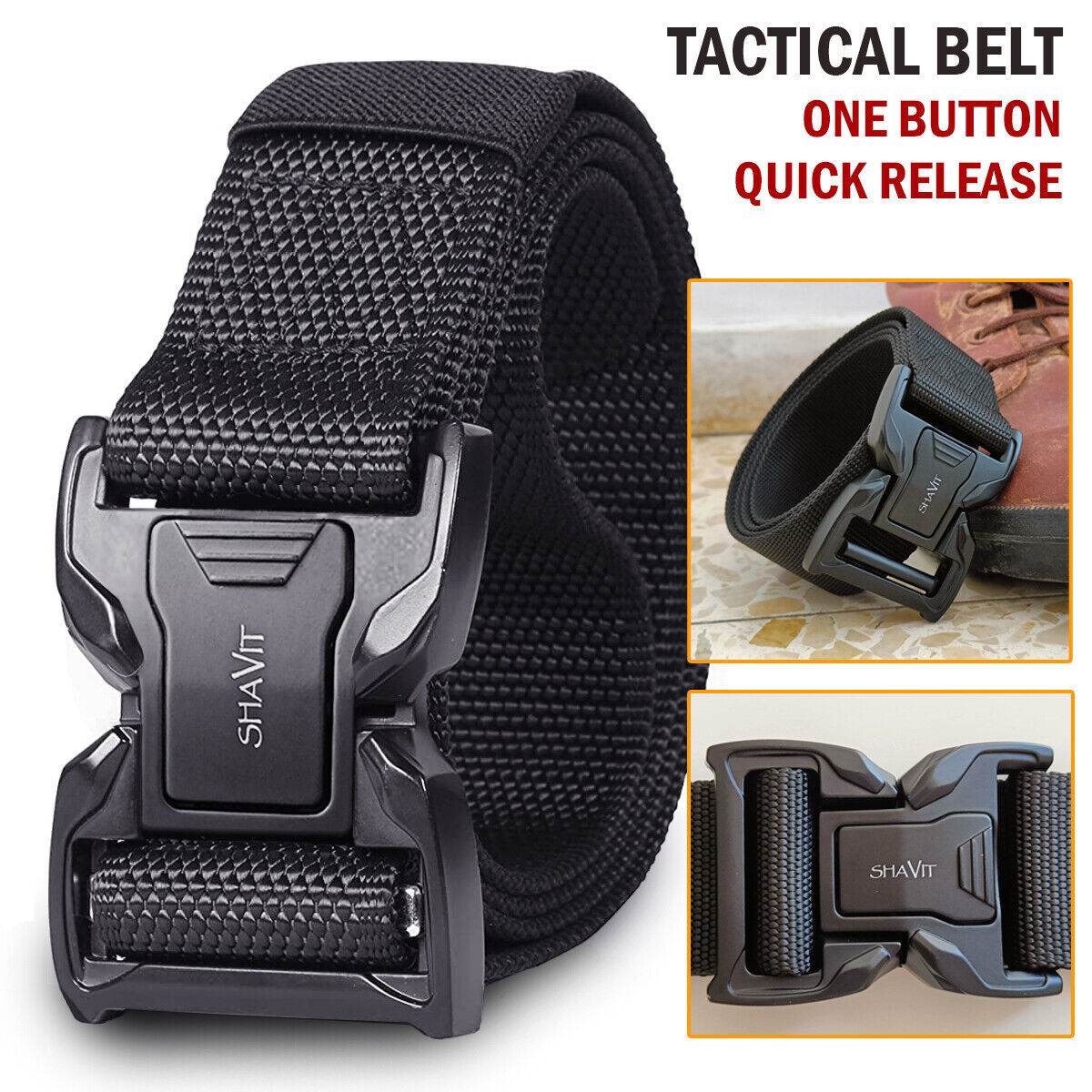 Men's Tactical Military Belt Quick Button Release Buckle Waistband Belts For MEN - Mubimart