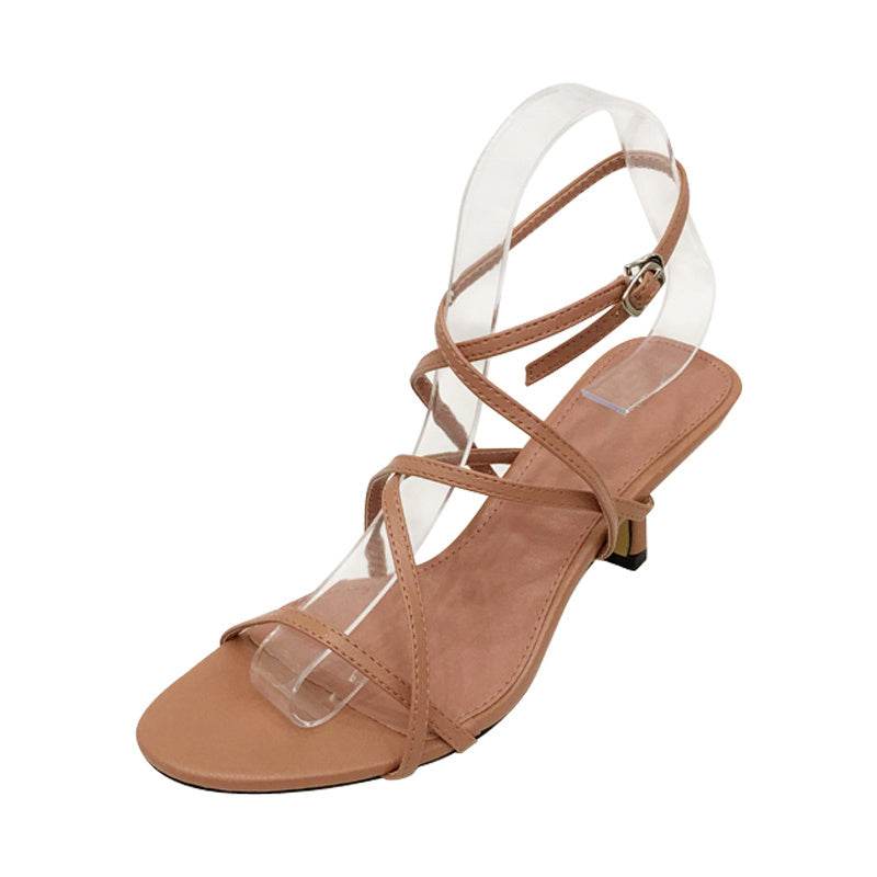 Cutout Roman Stiletto Heels - Mubimart