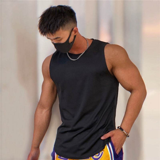 Breathable Ice Silk Sports Vest Men's Workout Sleeveless T-shirt - Mubimart