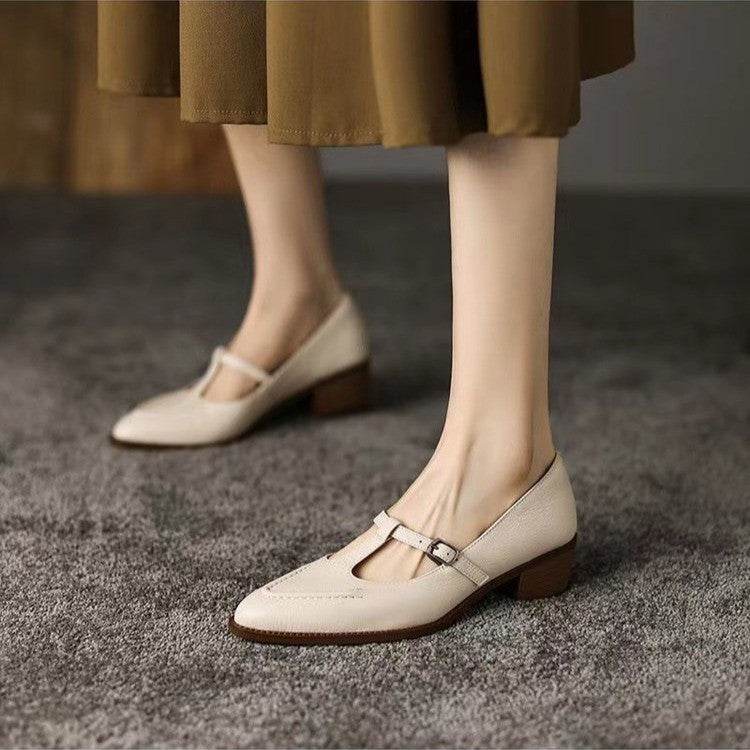 New French Retro Pointed Pumps Women - Mubimart