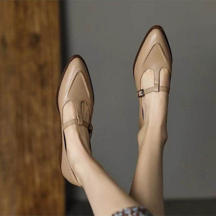 New French Retro Pointed Pumps Women - Mubimart