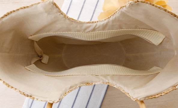 Straw bag beach bag handbag - Mubimart