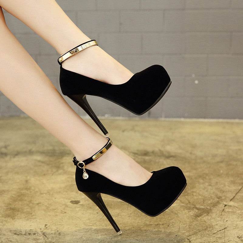 Pumps Shoes Woman Pumps Metal Ankle Strap Wedding Party - Mubimart