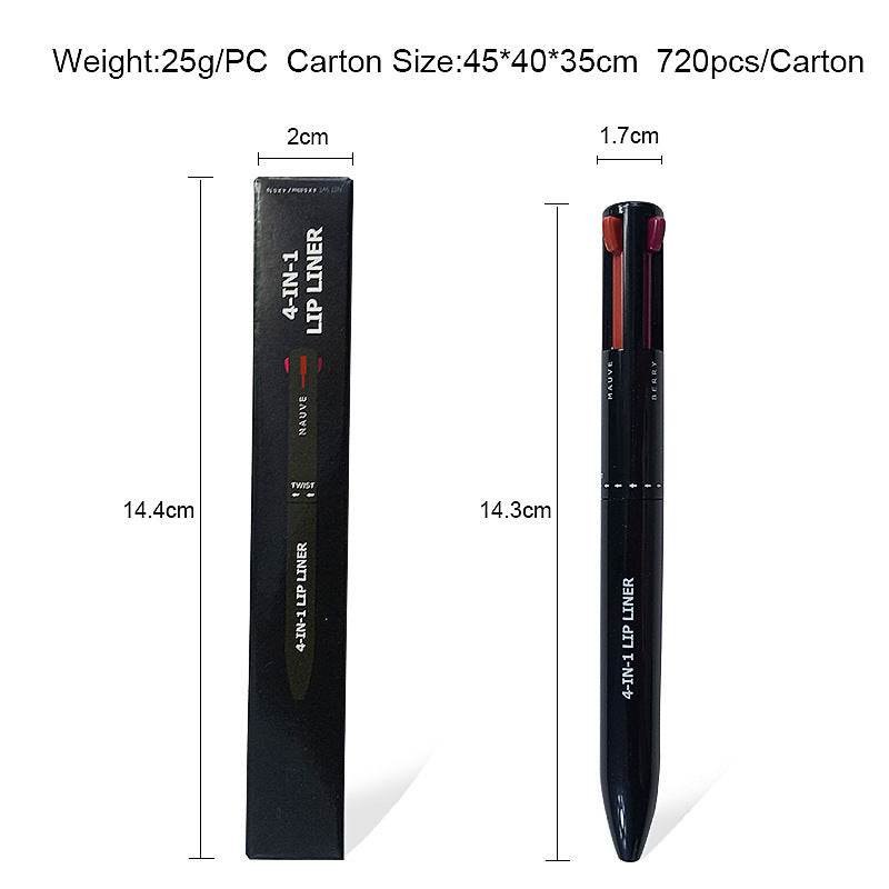 4 In 1 Makeup Lipliner Pencil Waterproof Touch Up Long Lasting Easy Color Ballpoint Eyeliner Pen - Mubimart