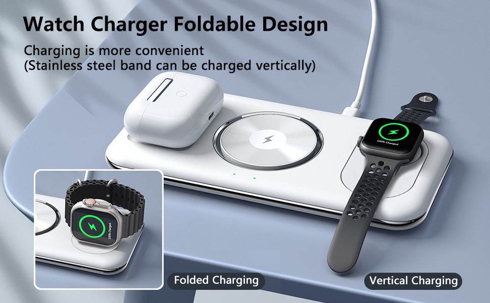 Folding Magnetic Wireless Charger Charger Desktop Bracket - Mubimart