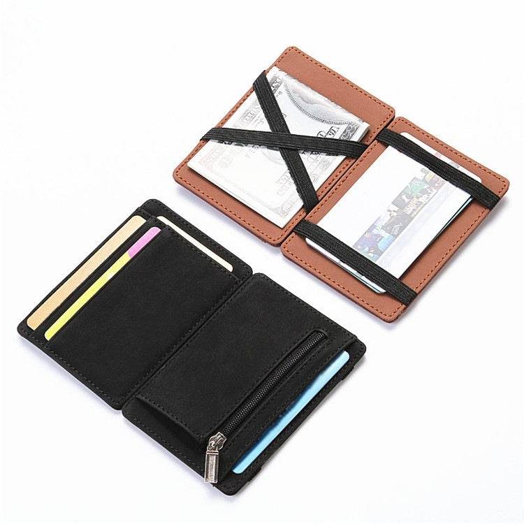 PU Creative Magic Wallet Flip Card Holder Men's Lady's Wallet Zipper Coin Purse Short - Mubimart