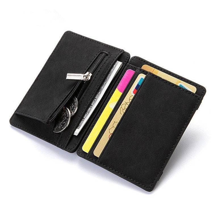 PU Creative Magic Wallet Flip Card Holder Men's Lady's Wallet Zipper Coin Purse Short - Mubimart