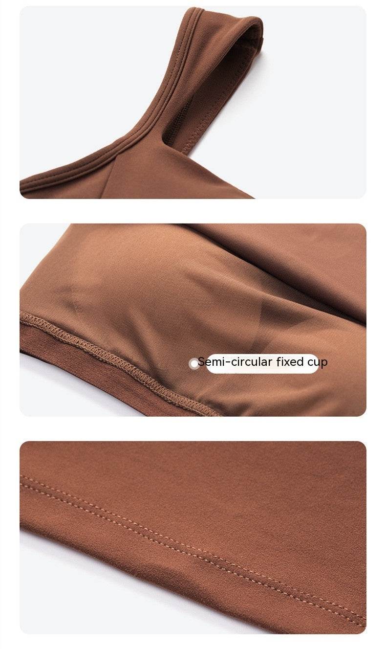 Yoga Vest With Chest Pad Sports Workout Sleeveless Top - Mubimart