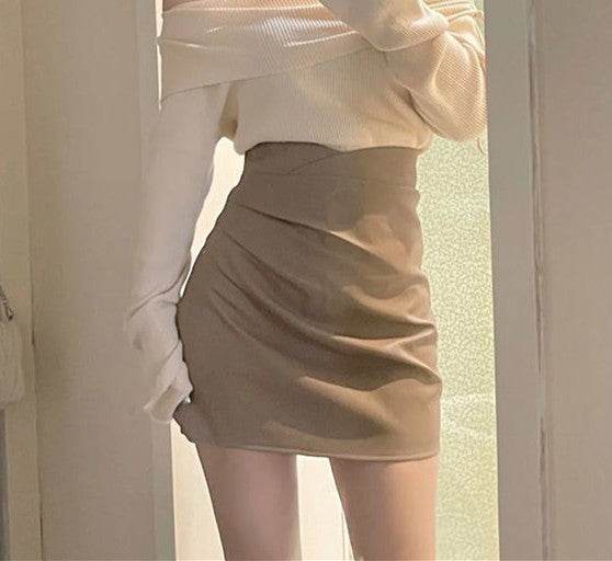 Women's Young Hot Girl Top High Waist Hip Skirt Two-piece Suit - Mubimart
