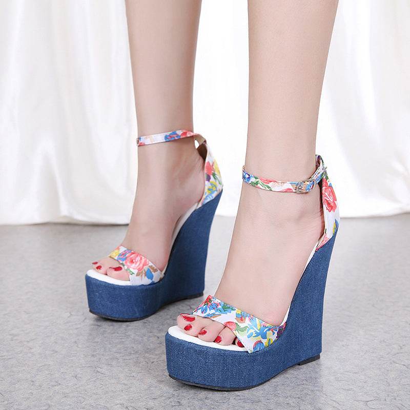 Wedge printed sandals - Mubimart