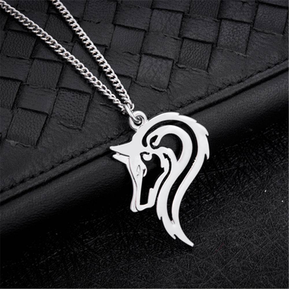 Wolf head necklace pendant men - Mubimart