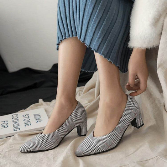 Plaid pointed pumps - Mubimart