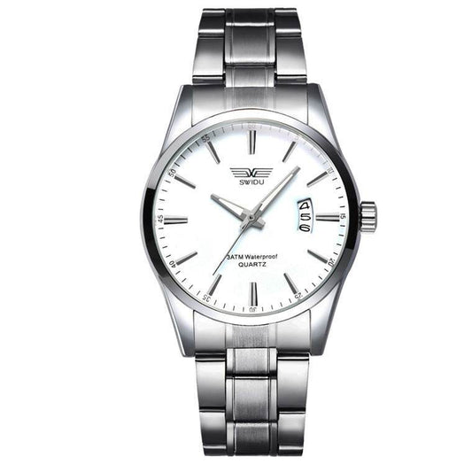 Mens Business Stainless Steel Band Date Luxury Analog Quartz Wrist Watch Stainless Steel Buckle Watches Men's Watches - Mubimart
