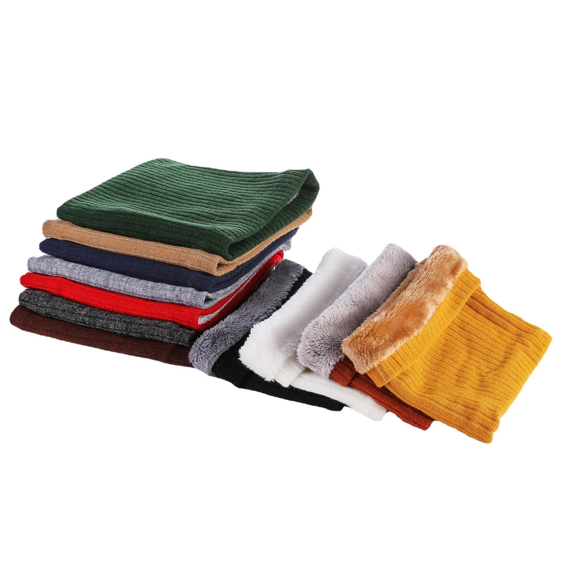 Thickened Velvet Warm Plush Scarf Fashion Solid Color Wool Knitted Scarf For Men Women Autumn And Winter - Mubimart