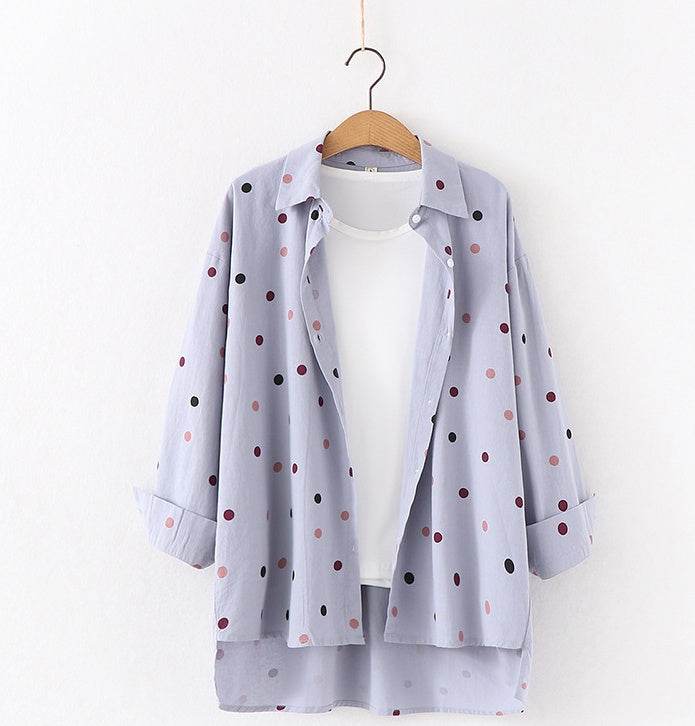 Women Polka Dot Print Blouse Shirts - Mubimart