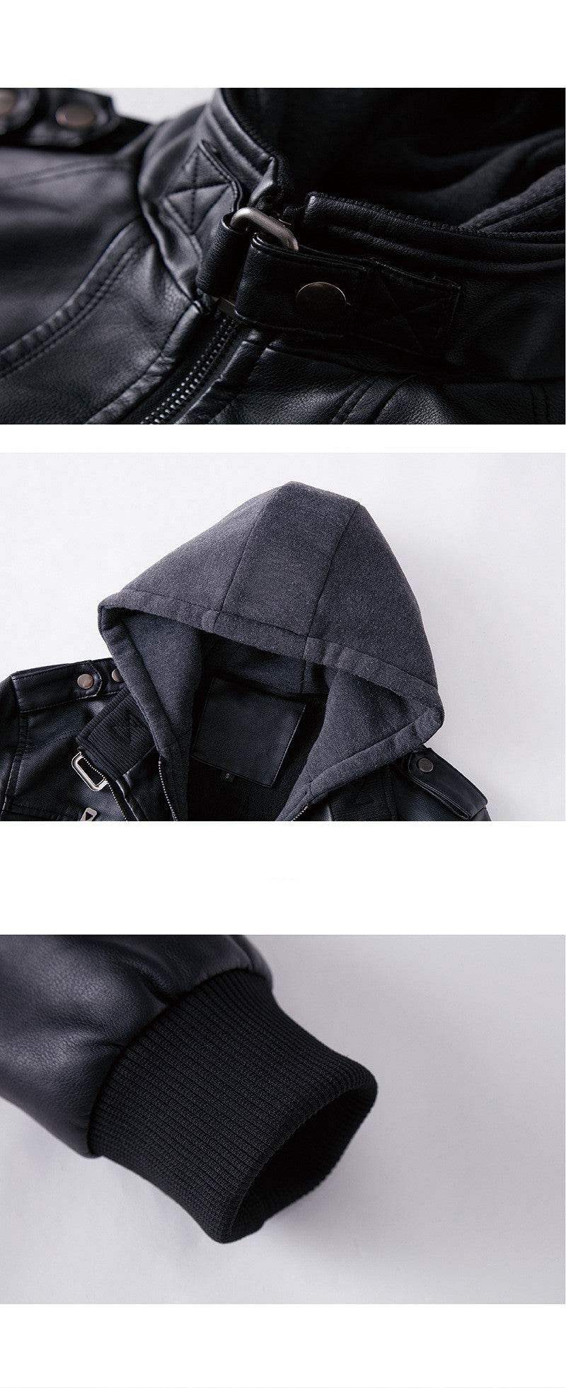 Men's washed leather leather jacket - Mubimart