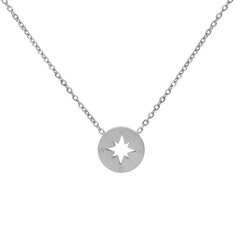 Round Disc Necklaces Pendant Women Compass Necklace - Mubimart