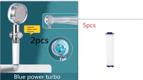 Shower Head Water Saving Flow 360 Degrees Rotating With Small Fan ABS Rain High Pressure Spray Nozzle Bathroom Accessories - Mubimart