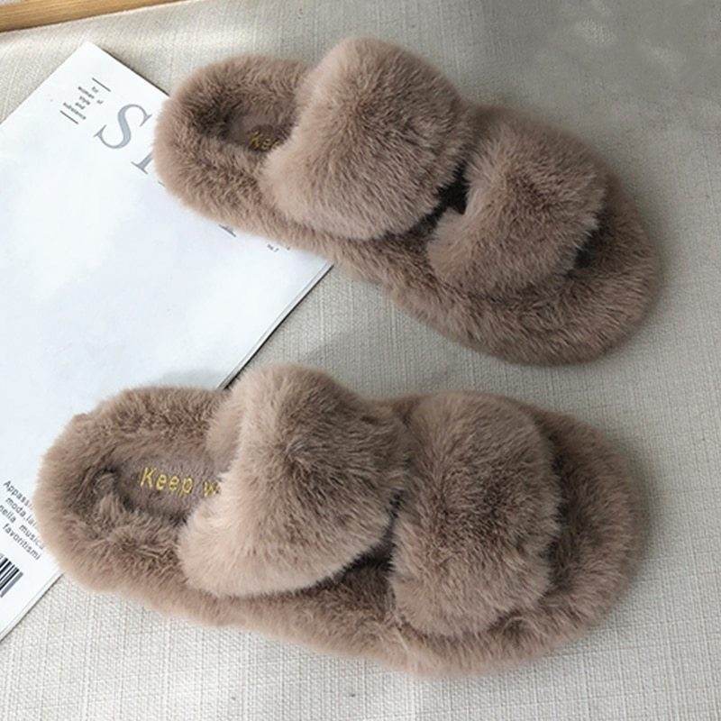 Hairy slippers for women - Mubimart