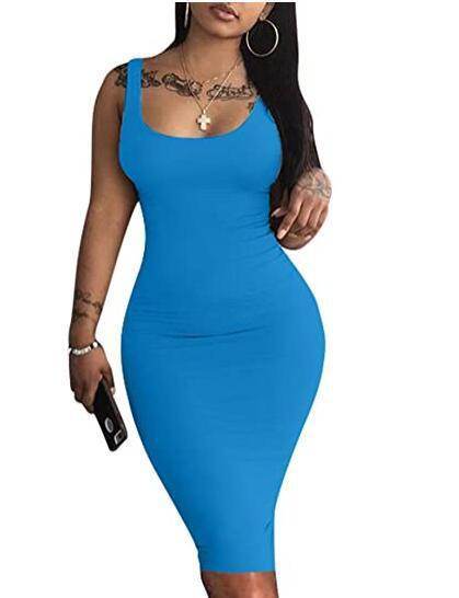 Womens Sexy Bodycon Tank Dress Sleeveless - Mubimart
