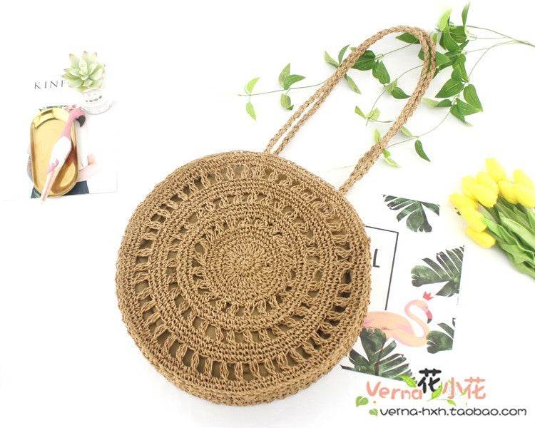 Woven soft beach bag straw bag - Mubimart