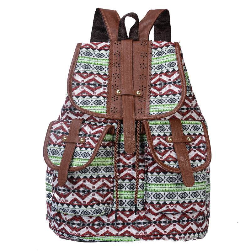 Ethnic style backpack women bag - Mubimart