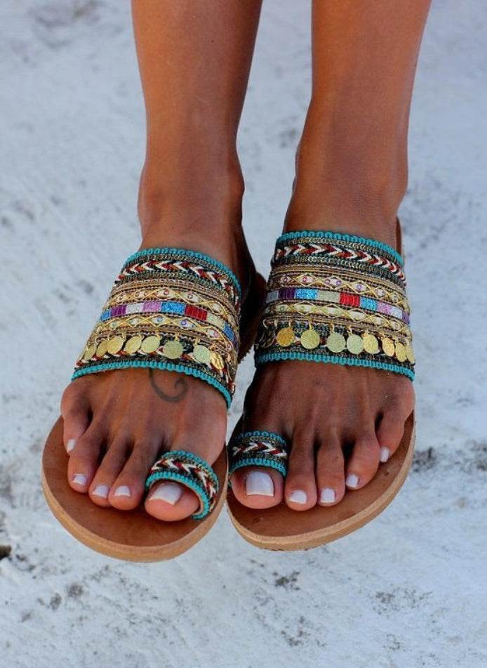Handmade flat sandals - Mubimart