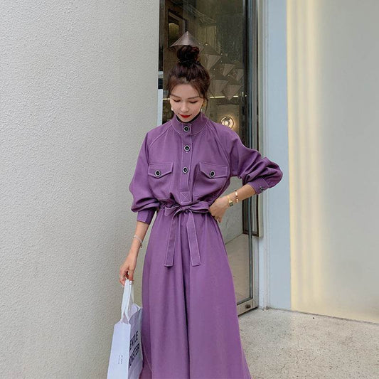 Purple shirt dress - Mubimart