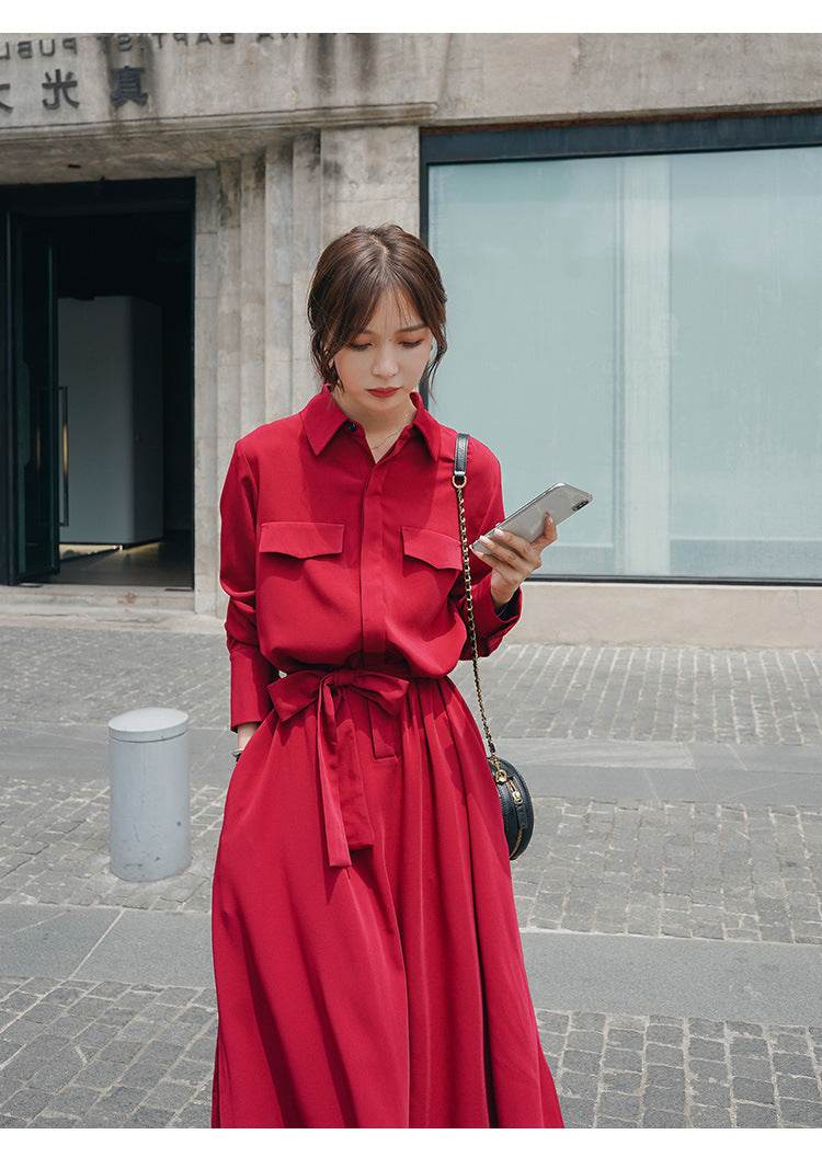 Waist shirt dress - Mubimart