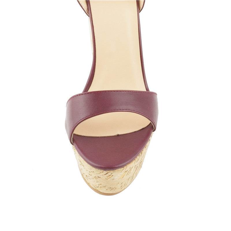 Wood Wedge Platform Sandals - Mubimart