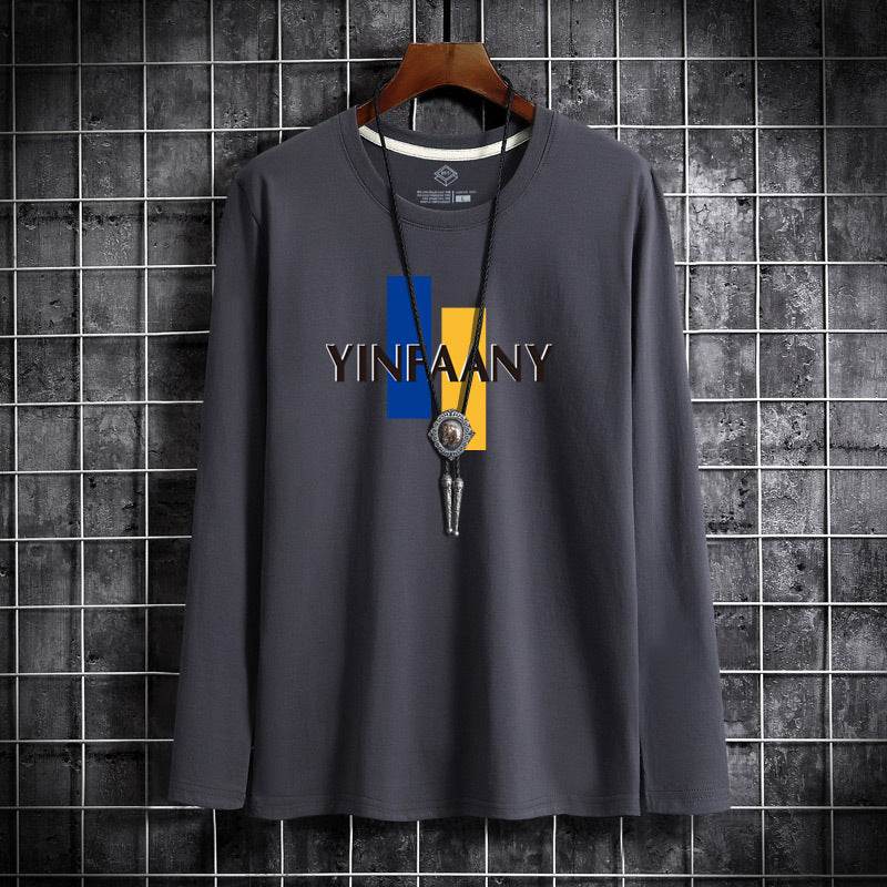 Loose round neck young men's top and bottoming shirt - Mubimart