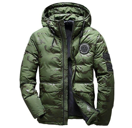 Camouflage Men's Winter Jacket Coat Hooded Casual Slim Down Parka Autumn Camo Windproof Warm Mens Overcoat - Mubimart