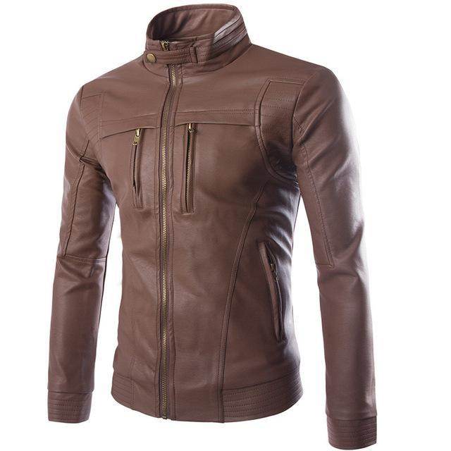 Striven Mens Leather Jacket - Mubimart