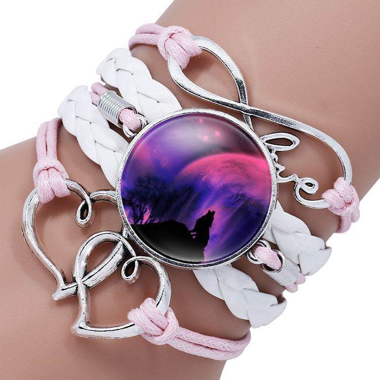 Multi-layered gemstone wolf bracelet - Mubimart