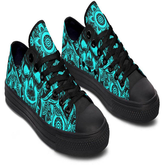 Colorful Gradient Skull High-Top Espadrilles - Mubimart