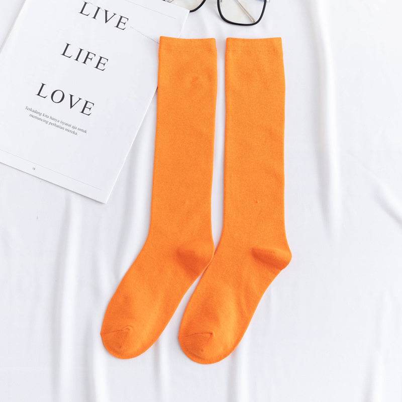 Women's color mid-tube knee socks - Mubimart