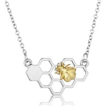 X & P Charm Fashion Silver necklaces for Women Girl Heart Honeycomb Bee pendant choker necklace Gift Prom Party Animal - Mubimart
