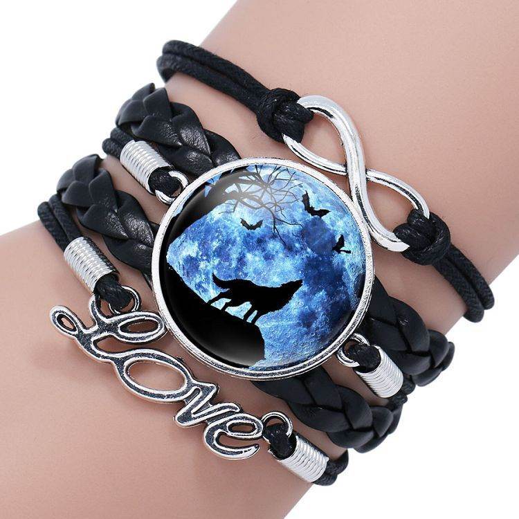 Multi-layered gemstone wolf bracelet - Mubimart