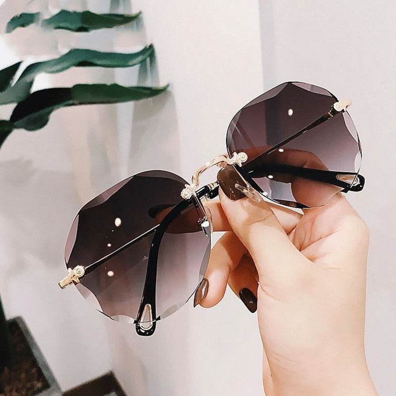 Polygonal Sunglasses Women Rimless Trimmed Sunglasses - Mubimart