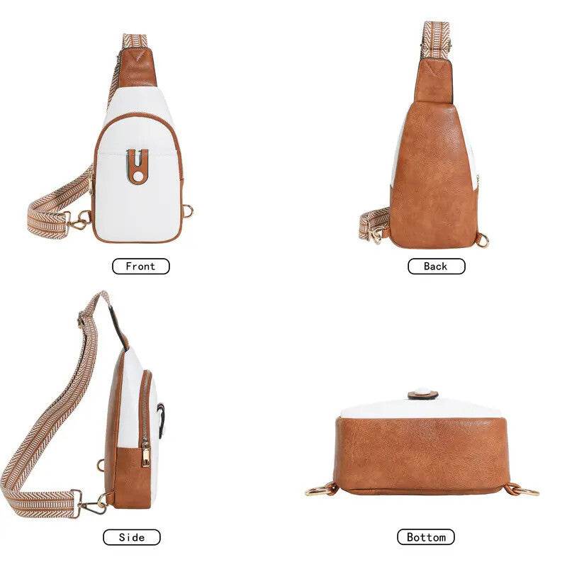 Sling Bag For Women Crossbody Fanny Packs For Women Leather Sling Chest Bag With Adjustable Strap Beige Brown - Mubimart