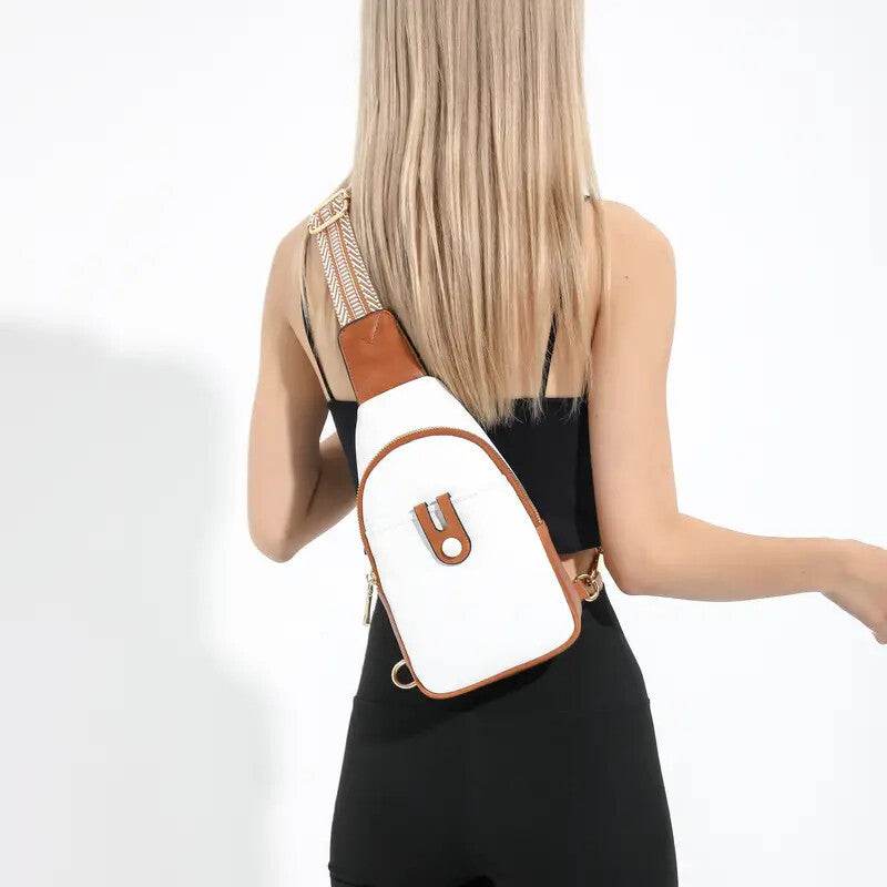 Sling Bag For Women Crossbody Fanny Packs For Women Leather Sling Chest Bag With Adjustable Strap Beige Brown - Mubimart