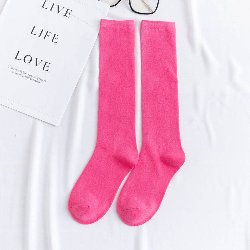 Women's color mid-tube knee socks - Mubimart