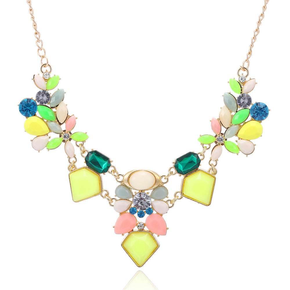 New Arrival Resin Fashion Colorful Cute Charm Gem Flower Choker Necklaces & Pendants Fashion Jewelry Woman Gift Summer style - Mubimart