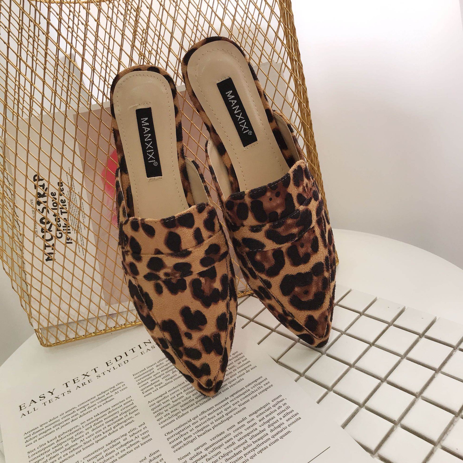 Pointed-toe baotou mules shoes cool half drag - Mubimart