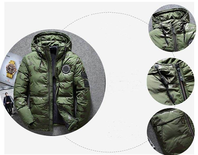 Camouflage Men's Winter Jacket Coat Hooded Casual Slim Down Parka Autumn Camo Windproof Warm Mens Overcoat - Mubimart