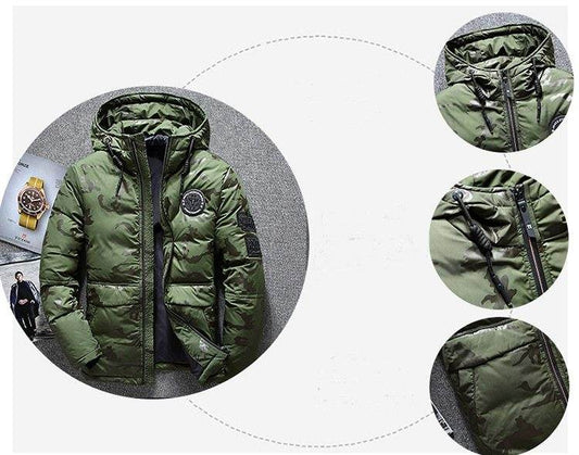 Camouflage Men's Winter Jacket Coat Hooded Casual Slim Down Parka Autumn Camo Windproof Warm Mens Overcoat - Mubimart