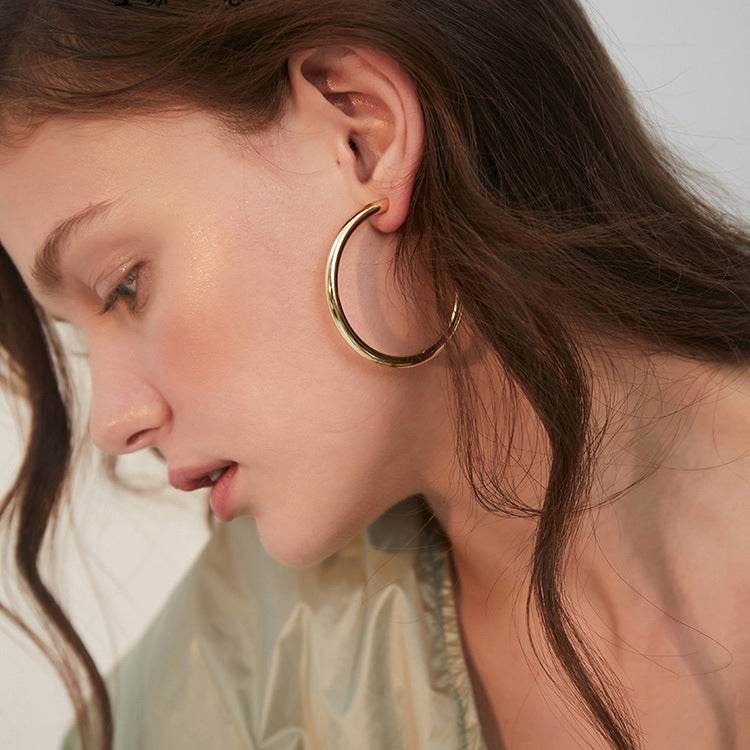 Gold Chunky Hoop Earrings - Mubimart