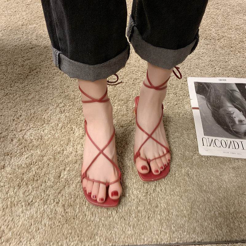 Block heel strappy sandals - Mubimart